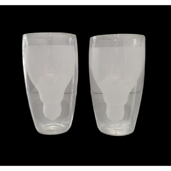 Highwave Good Idea Frosted Beer Glass Set of 2 Lightbulb Bulb Double Wall - Picture 1 of 8